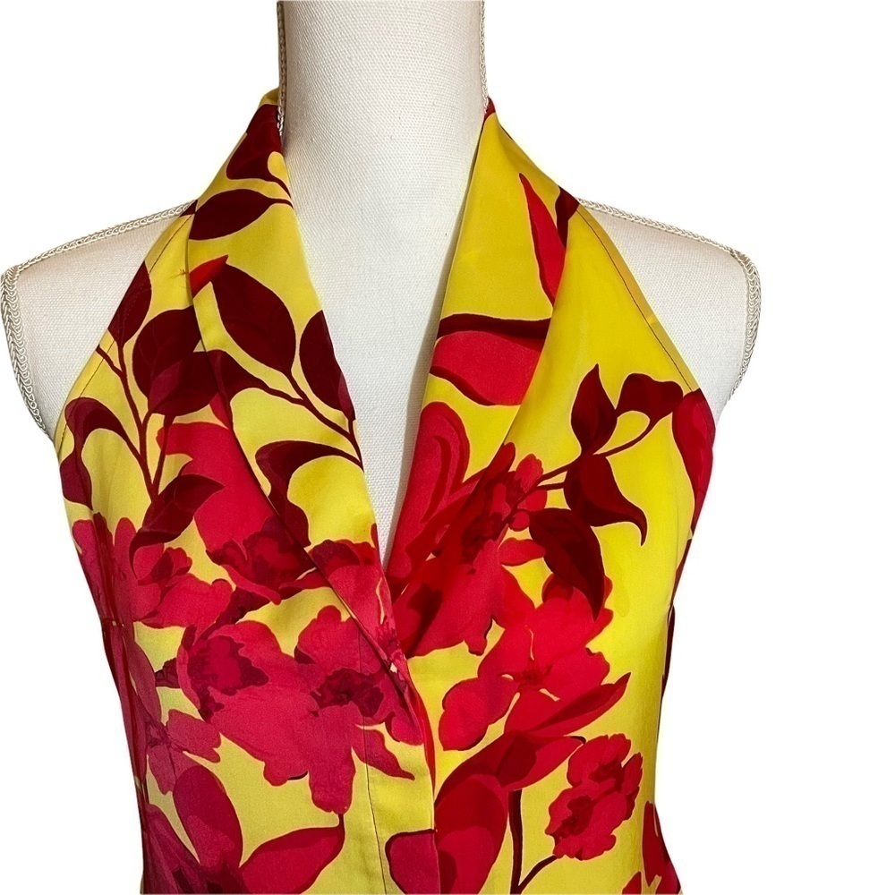 Banana Republic Sleeveless Yellow and Pink Hawaiian Flowery Racerback Top Size 0 - Picture 2 of 11